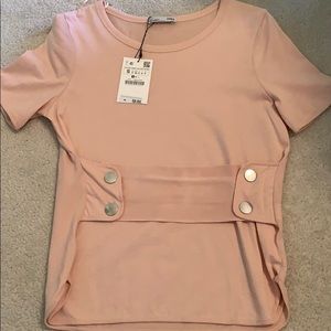 Zara pink wrap blouse